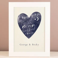 Card Factory Personalised Love You To The Moon And Back Heart Framed Print