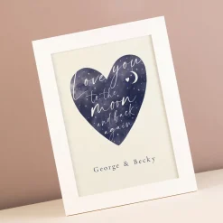 Card Factory Personalised Love You To The Moon And Back Heart Framed Print