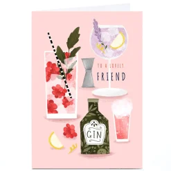 Card Factory Personalised Lucy Hook Birthday Card - Gin & Cocktails