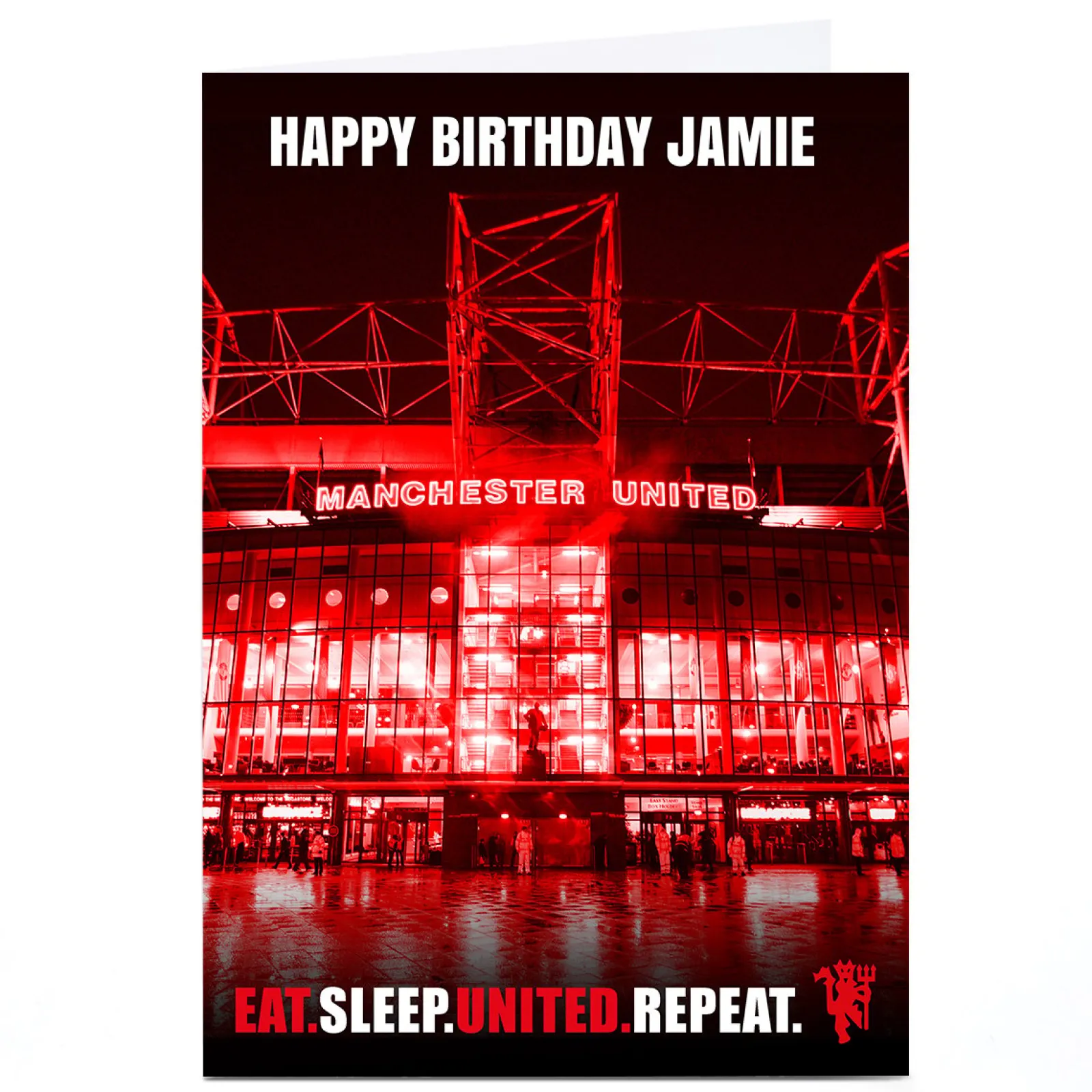 Kids Card Factory Personalised Manchester United Birthday Card - Eat Sleep Repeat