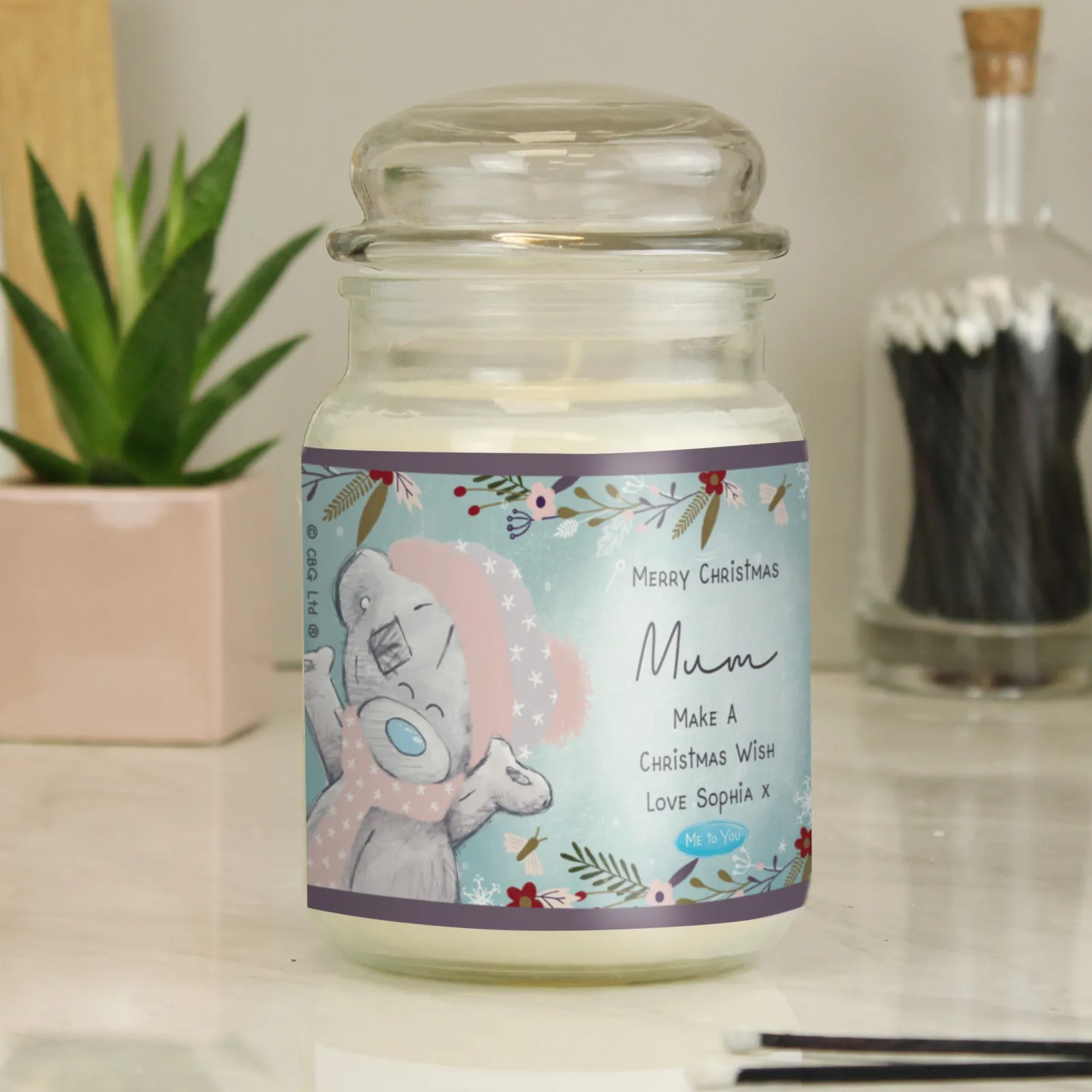 Card Factory Personalised Me To You Tatty Teddy Cosy Winter Large Candle Jar