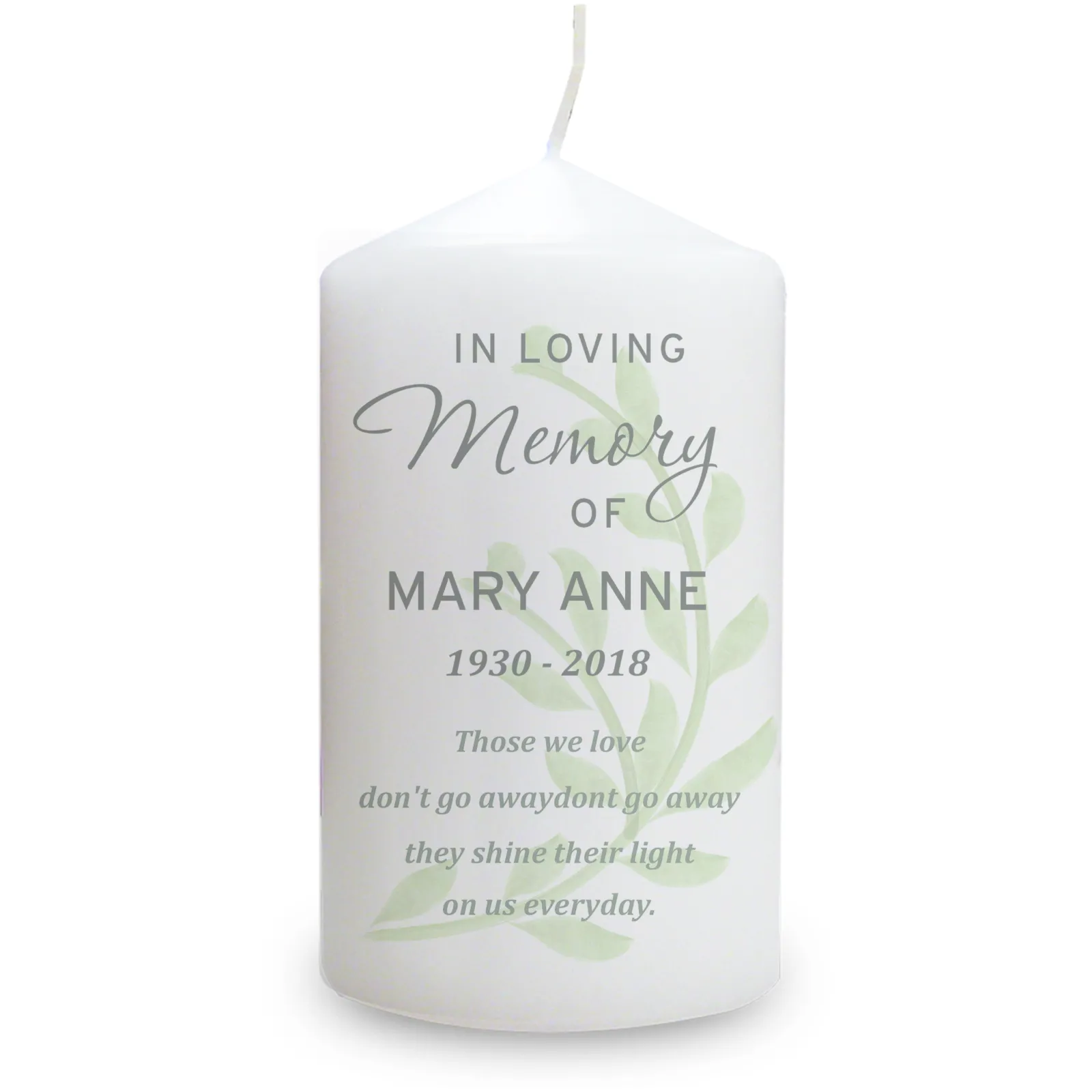 Card Factory Personalised Memorial Candle - In Loving Memory