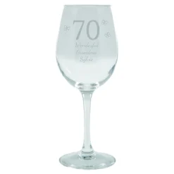 Outlet Personalised Milestone Age Wine Glass - Butterflies, Editable Age, Name & Message 70Th Birthday|Personalised Glasses