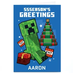Sale Personalised Minecraft Christmas Card - Ssseason's Greetings, Any Name Christmas