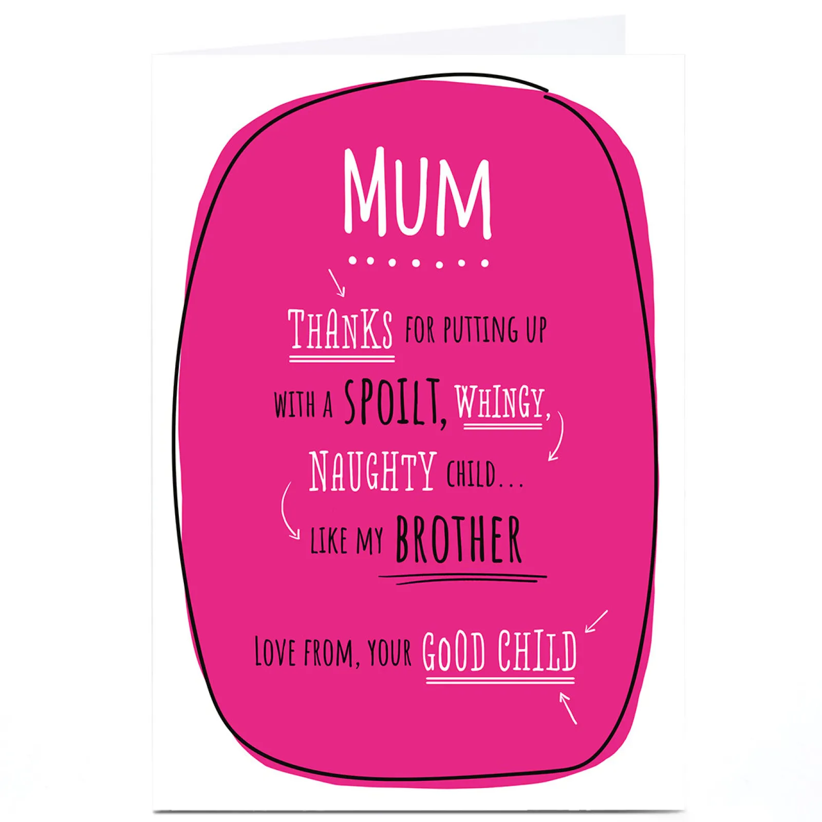 Card Factory Personalised Mother's Day Card - From Your Good Child, Mum