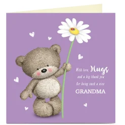 Card Factory Personalised Mother's Day Card - Hugs Bear, Grandma