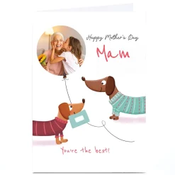 Personalised Mother's Day Card - Sausage Dogs with Balloon - Mam Photo