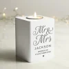 Card Factory Personalised Mr and Mrs Wooden Tealight Holder