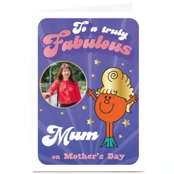 New Personalised Mr Men Mother's Day Card - Little Miss Fabulous, Mum Photo