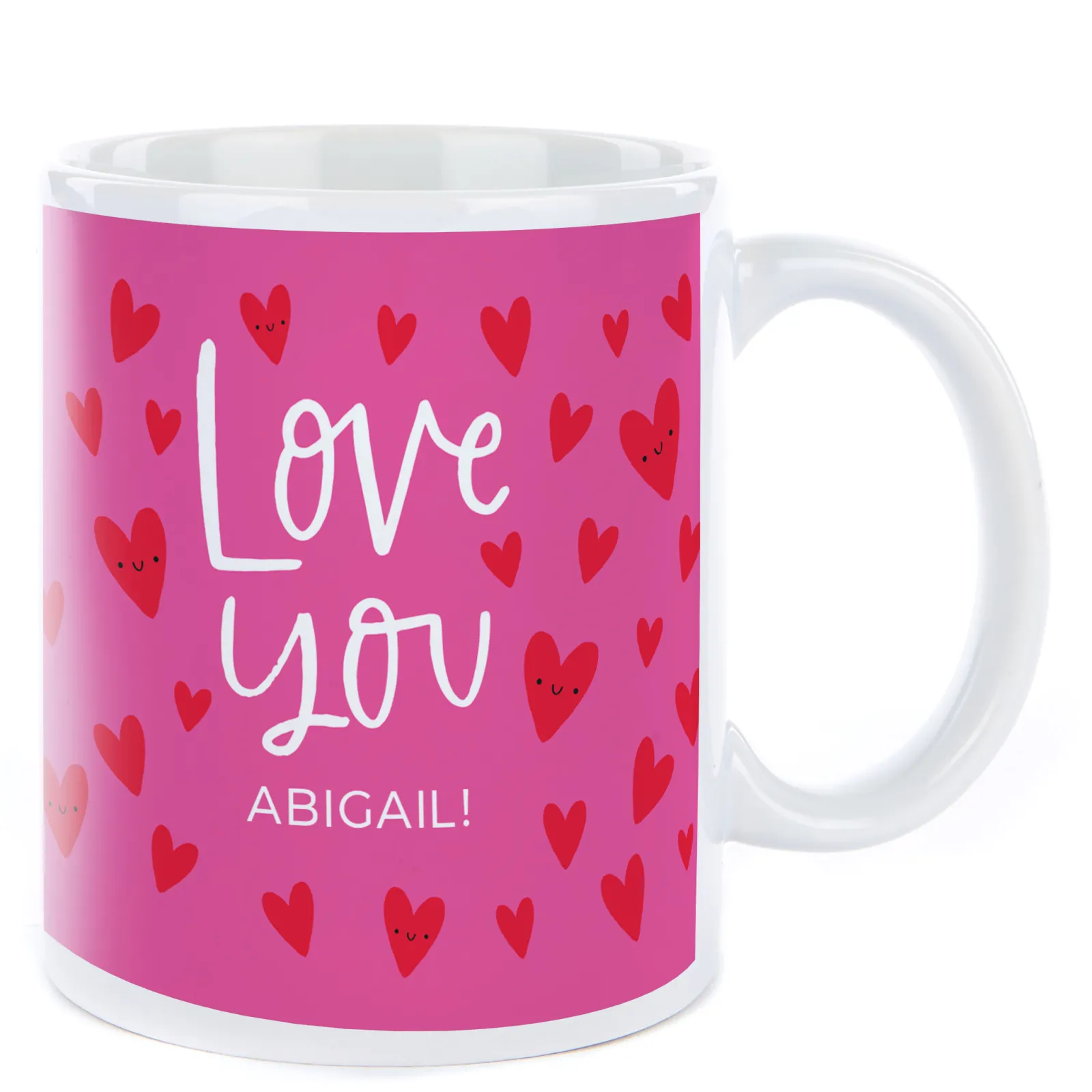 Card Factory Personalised Mug - Pink Love You Hearts