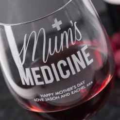 Online Personalised Mum's Medicine Wine Glass Personalised Glasses|Glassware