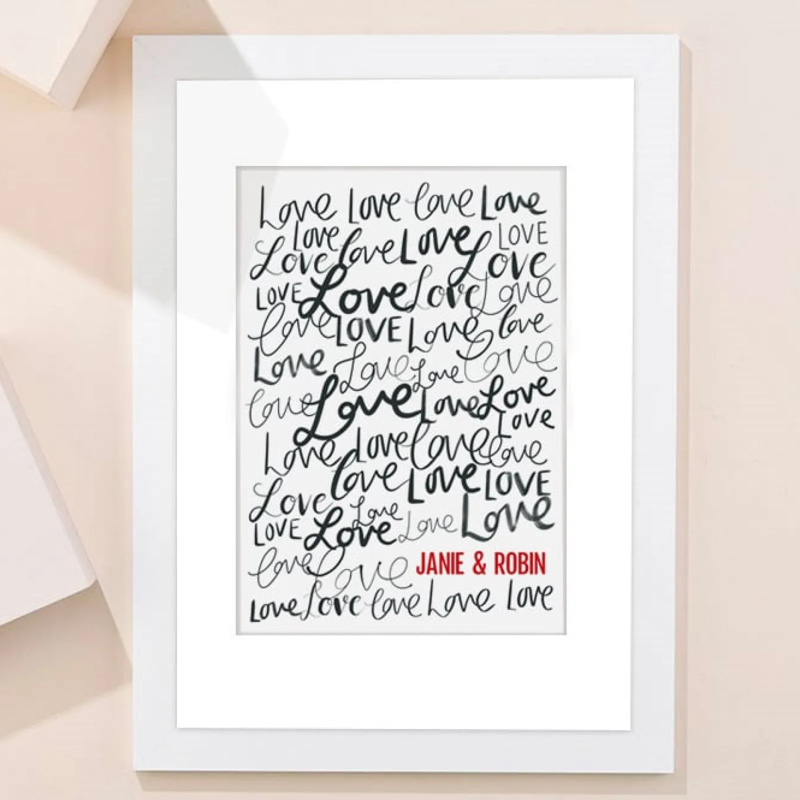 Card Factory Personalised Names Love Portrait Print