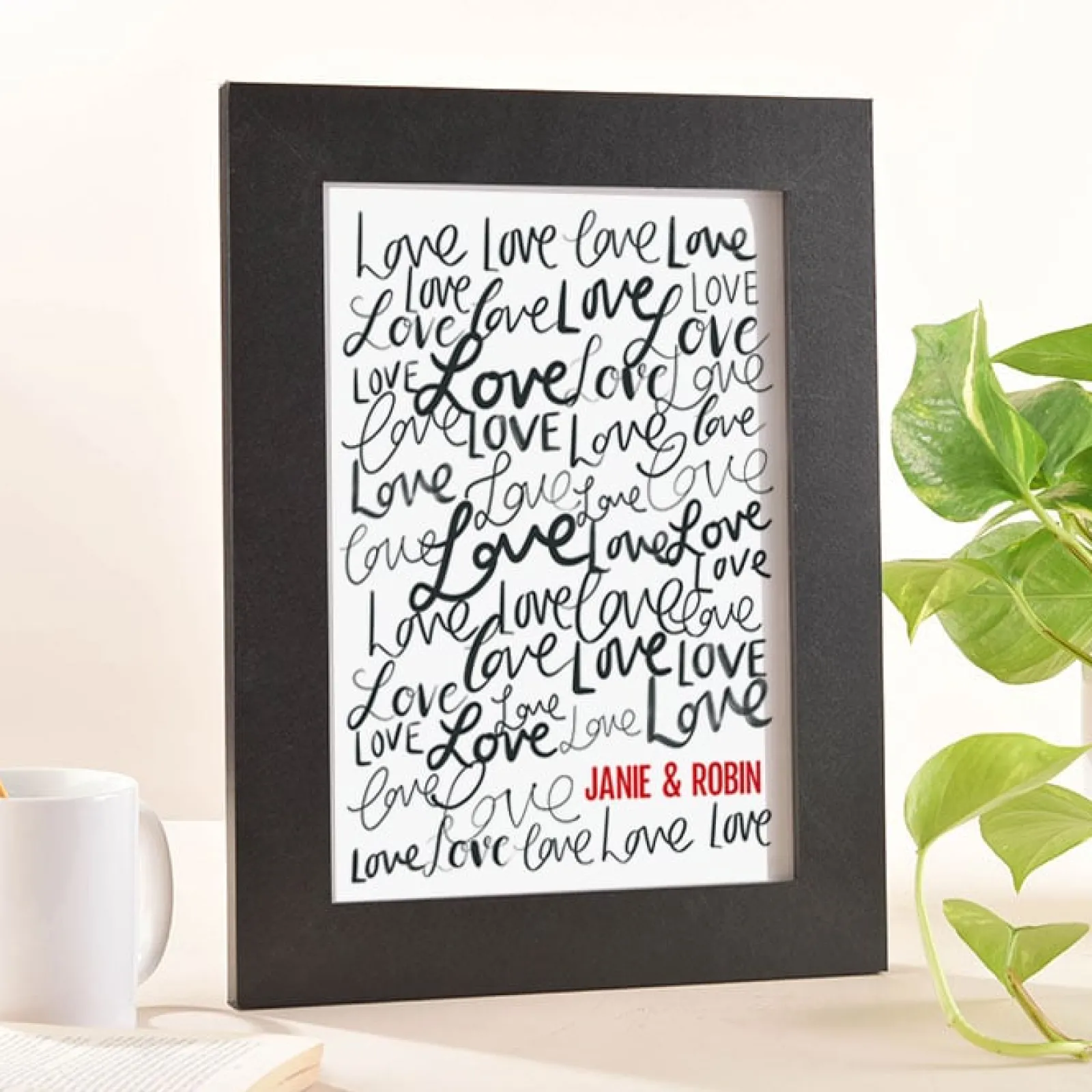 Card Factory Personalised Names Love Portrait Print