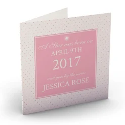 Sale Personalised New Baby Card - A Star Was Born Pink Invitations|Premium Square