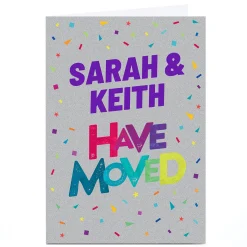 Outlet Personalised New Home Card - Rainbow Letters Have Moved New Home