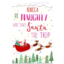 Card Factory Personalised Nik Golesworthy Christmas Card - Be Naughty