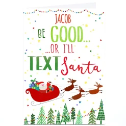 Sale Personalised Nik Golesworthy Christmas Card - Text Santa Christmas