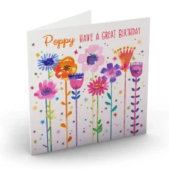 Personalised Nik Golesworthy Birthday Card - Colourful Flowers Birthday|For Her