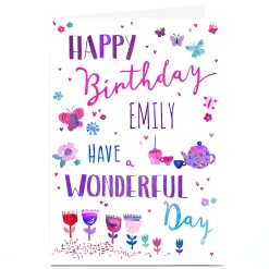 Card Factory Personalised Nik Golesworthy Birthday Card - Flowers & Butterflies