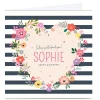 Best Personalised Nikki Upsher Birthday Card - Stripe & Floral Premium Square|Birthday