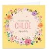Card Factory Personalised Nikki Upsher Birthday Card - Yellow Floral Wreath