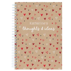 Online Personalised Notebook - Scattered Hearts Thoughts and Ideas Personalised Notebooks And Stationery|Notebooks & Stationery