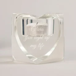 Card Factory Personalised Optical Crystal Heart Tealight Holder