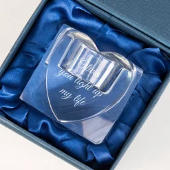 Card Factory Personalised Optical Crystal Heart Tealight Holder