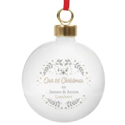 Card Factory Personalised Our 1st Christmas Ceramic Bauble