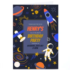 Kids Card Factory Personalised Party Invitation - Rocket Birthday