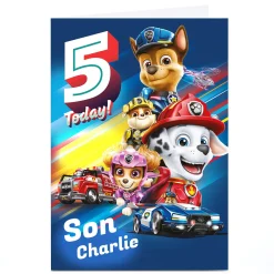 Kids Card Factory Personalised Paw Patrol Birthday Card - Son 5th