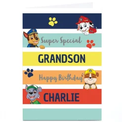 Clearance Personalised Paw Patrol Birthday Card - Rainbow Super Special Kids Tv & Film|For Kids