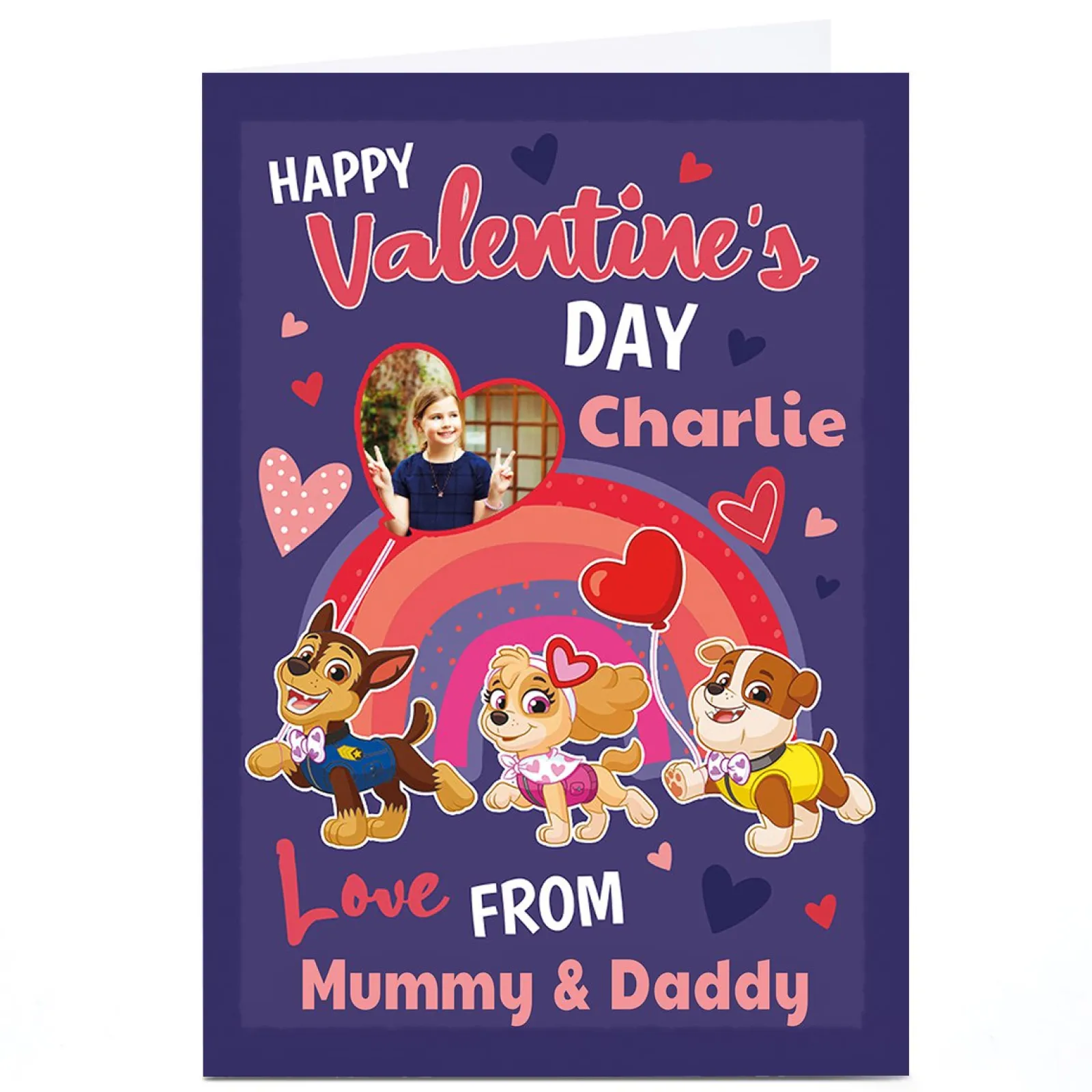 Personalised Paw Patrol Valentine's Day Card - To & From Photo