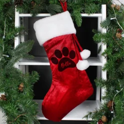 Outlet Personalised Paw Print Red Stocking Gifts For Pets|Christmas Gifts