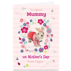 Card Factory Personalised Peter Rabbit Mother's Day Card - Lily Bobtail & Flowers