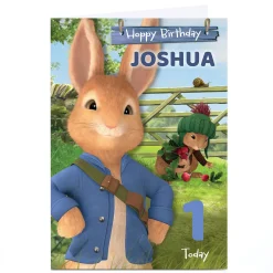 Kids Card Factory Personalised Peter Rabbit Birthday Card - Peter & Benjamin, Editable Age