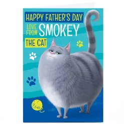 Card Factory Personalised Pets 2 Father's Day Card - From The Cat