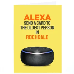Card Factory Personalised PG Quips Birthday Card - Alexa Send a Card