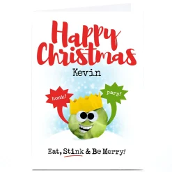 Clearance Personalised PG Quips Christmas Card - Eat, Stink & Be Merry Funny|Christmas