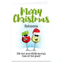 Clearance Personalised PG Quips Christmas Card - Wine-derful Time Funny|Christmas