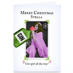 Card Factory Personalised PG Quips Christmas Card - Gin-Girl