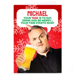 Card Factory Personalised PG Quips Christmas Card - Your Task is Eat Drink Be Merry