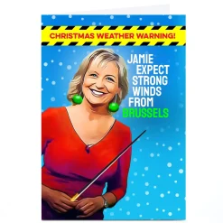 Card Factory Personalised PG Quips Christmas Card - Strong Winds