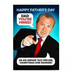 Card Factory Personalised PG Quips Father's Day Card - Unpaid Taxi Handyman and Banker, Dad