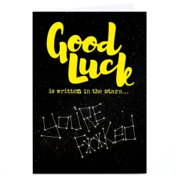 Card Factory Personalised PG Quips Good Luck Card - Written In The Stars