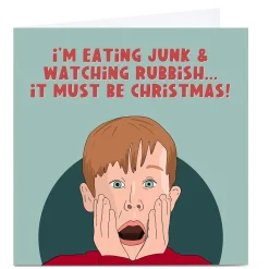 Clearance Personalised Phoebe Munger Christmas Card - Eating Junk Tv & Film|Christmas