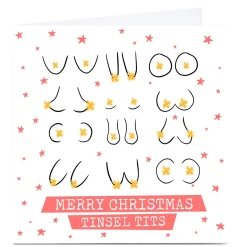 Card Factory Personalised Phoebe Munger Christmas Card - Tinsel Tits