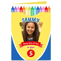 Personalised Photo Card - Crayons, New School Year Photo