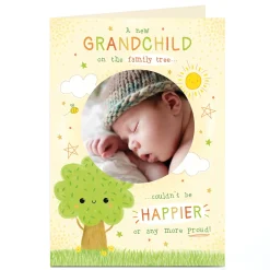 Card Factory Personalised Photo Card - New Grandchild On The Family Tree
