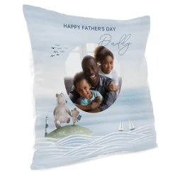 Card Factory Personalised Photo Father's Day Cushion - Daddy and Little Bear